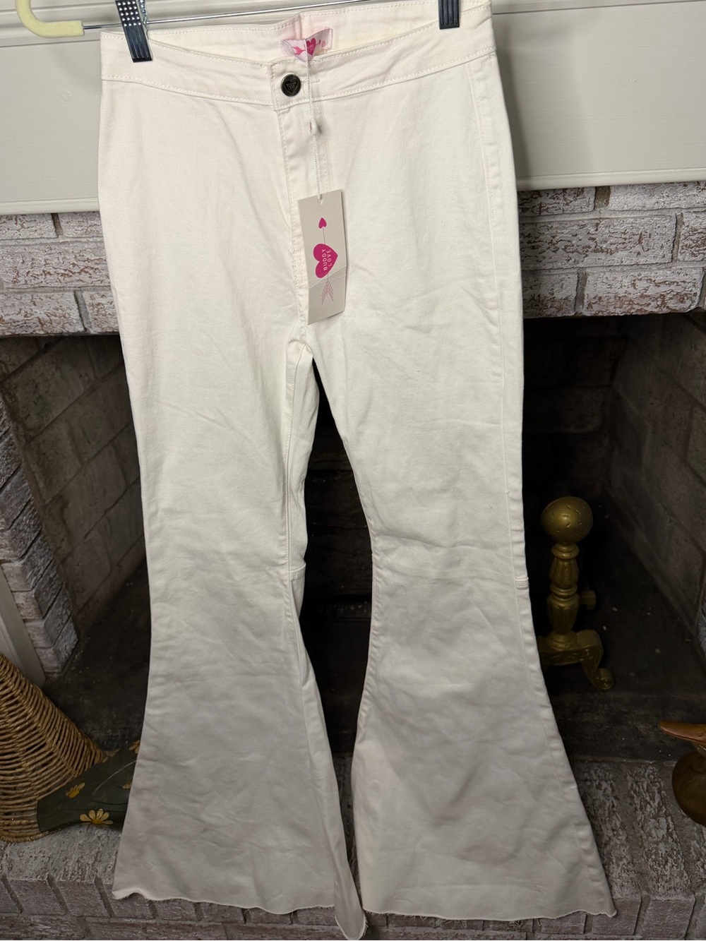 NWT Buddy Love White Flare Jeans 27 Bell Bottom Raw Hem